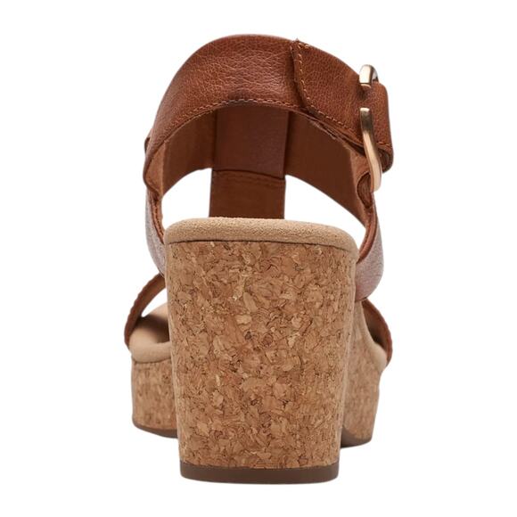 Clarks Women's Giselle Style Leather Wedge Heel Platform Sandals Tan Size 6 - Picture 3 of 5